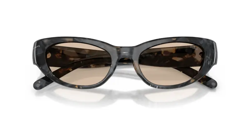 Unisex DIESEL DL2010U 204193 Occhiali da sole Acetato Grigio Marrone Cat Eye Normale miniatura 2