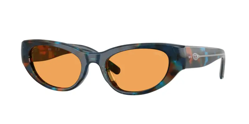 Unisex DIESEL DL2010U 2043/7 Occhiali da sole Acetato Blu Arancione Cat Eye Normale