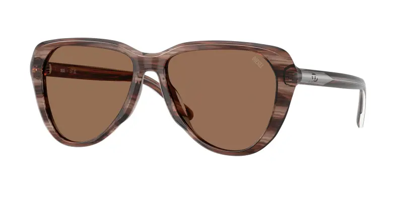 Unisex DIESEL DL2011U 203673 Occhiali da sole Acetato Marrone Marrone Pilot Normale