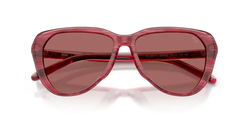 Unisex DIESEL DL2011U 203869 Occhiali da sole Acetato Rosso Viola Pilot Normale miniatura 2