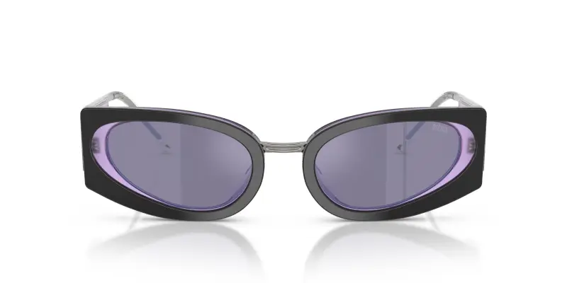 Unisex DIESEL DL2014U 20452S Occhiali da sole Acetato Nero Viola Cat Eye Specchiate miniatura 3