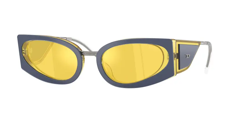 Unisex DIESEL DL2014U 2046V9 Occhiali da sole Acetato Giallo Giallo Cat Eye Normale