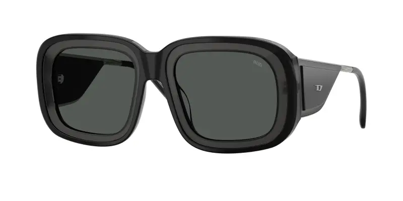 Unisex DIESEL DL2015U 204487 Occhiali da sole Acetato Nero Grigio Squadrata Normale