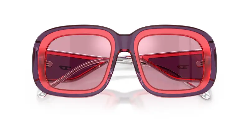 Unisex DIESEL DL2015U 204930 Occhiali da sole Acetato Rosa Rosa Squadrata Normale miniatura 2