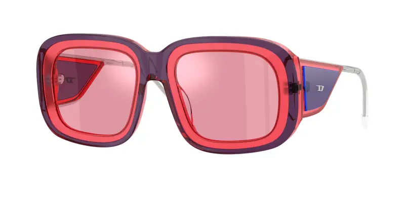 Unisex DIESEL DL2015U 204930 Occhiali da sole Acetato Rosa Rosa Squadrata Normale