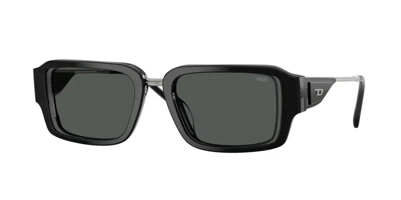 Unisex DIESEL DL2016U 204487 Occhiali da sole Acetato Nero Grigio Squadrata Normale