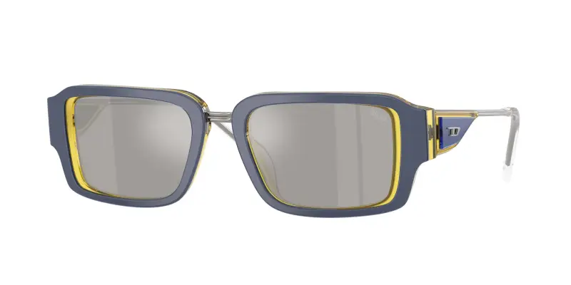 Unisex DIESEL DL2016U 20466G Occhiali da sole Acetato Giallo Grigio Squadrata Specchiate