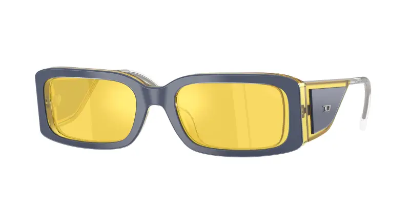 Unisex DIESEL DL2017U 2046V9 Occhiali da sole Acetato Giallo Grigio Squadrata Specchiate