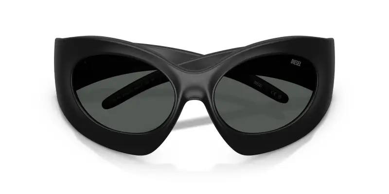 Unisex DIESEL DL3014U 200287 Occhiali da sole Iniettato Nero Grigio Cat Eye Normale miniatura 2