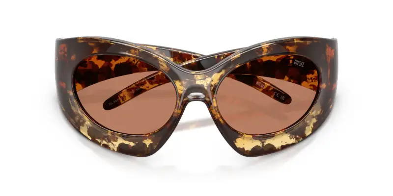Unisex DIESEL DL3014U 201373 Occhiali da sole Iniettato Tartaruga Marrone Cat Eye Normale miniatura 2