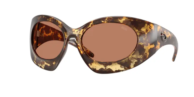 Unisex DIESEL DL3014U 201373 Occhiali da sole Iniettato Tartaruga Marrone Cat Eye Normale