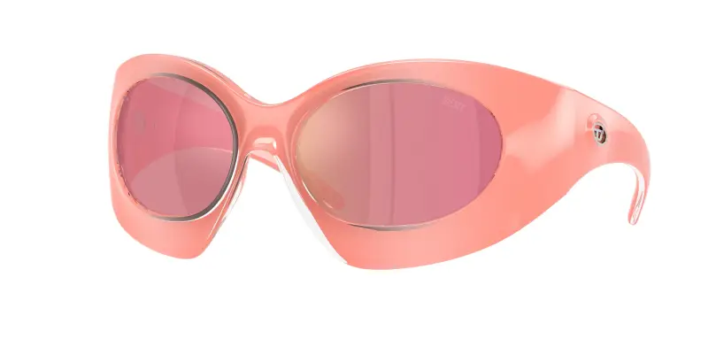 Unisex DIESEL DL3014U 2061/Z Occhiali da sole Iniettato Rosa Rosa Cat Eye Specchiate