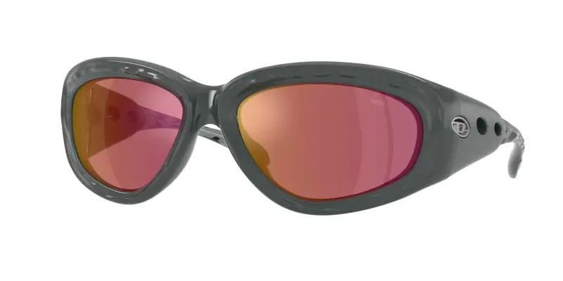 Unisex DIESEL DL3015U 2052D0 Occhiali da sole Iniettato Grigio Viola Pillow Specchiate