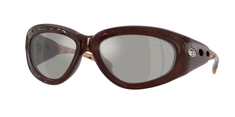 Unisex DIESEL DL3015U 20536G Occhiali da sole Iniettato Arancione Grigio Pillow Specchiate