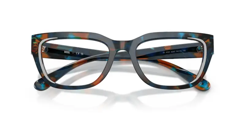 Unisex DIESEL DL4003 2043 Montature da vista Acetato Blu Trasparente Squadrata Normale miniatura 2