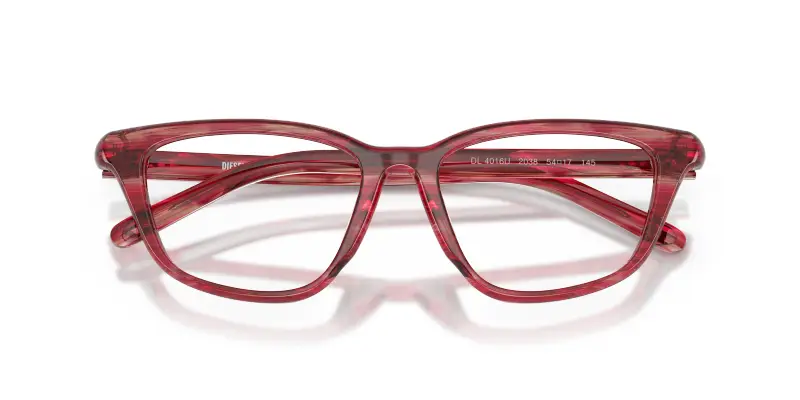 Unisex DIESEL DL4016U 2038 Montature da vista Acetato Rosso Trasparente Cat Eye Normale miniatura 2