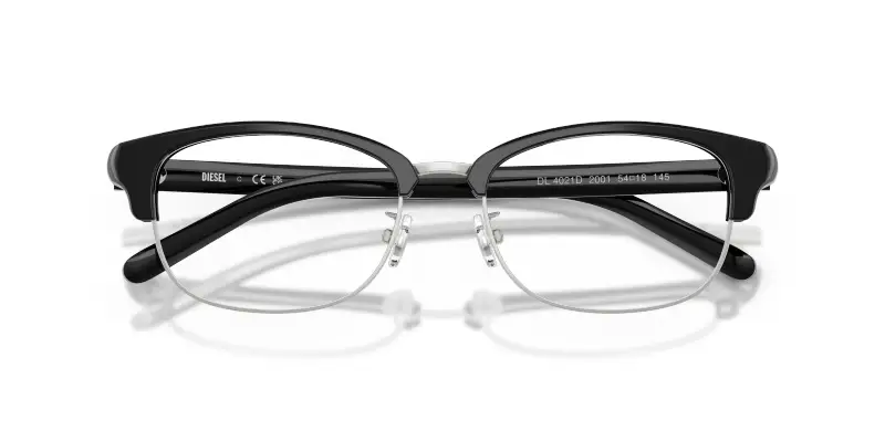 Unisex DIESEL DL4021D 2001 Montature da vista Acetato Nero Trasparente Rotonda Normale miniatura 2