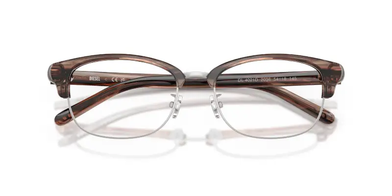 Unisex DIESEL DL4021D 2036 Montature da vista Acetato Marrone Trasparente Rotonda Normale miniatura 2