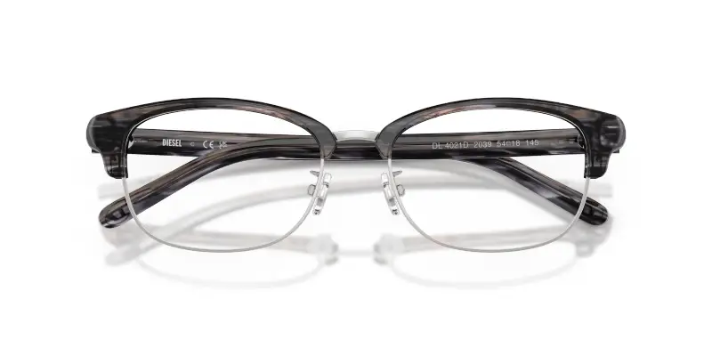Unisex DIESEL DL4021D 2039 Montature da vista Acetato Grigio Trasparente Rotonda Normale miniatura 2