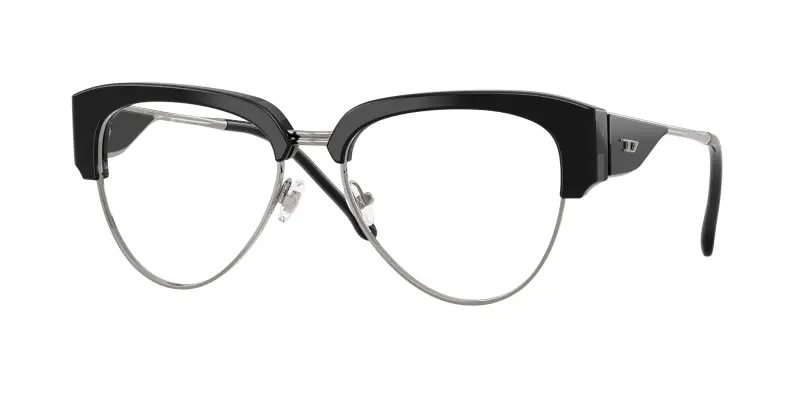 Unisex DIESEL DL4023 2044 Montature da vista Acetato Nero Trasparente Rotonda Normale