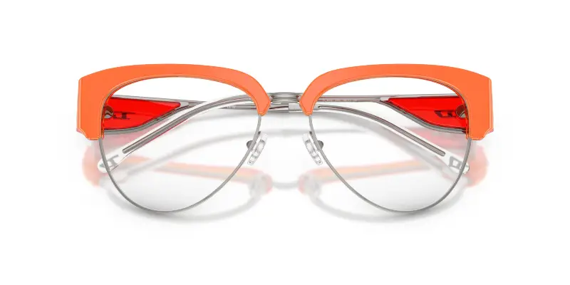 Unisex DIESEL DL4023 2047 Montature da vista Acetato Arancione Trasparente Rotonda Normale miniatura 2