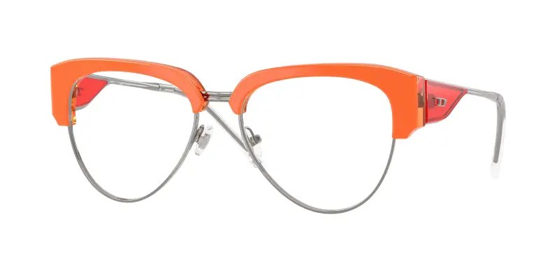 Unisex DIESEL DL4023 2047 Montature da vista Acetato Arancione Trasparente Rotonda Normale
