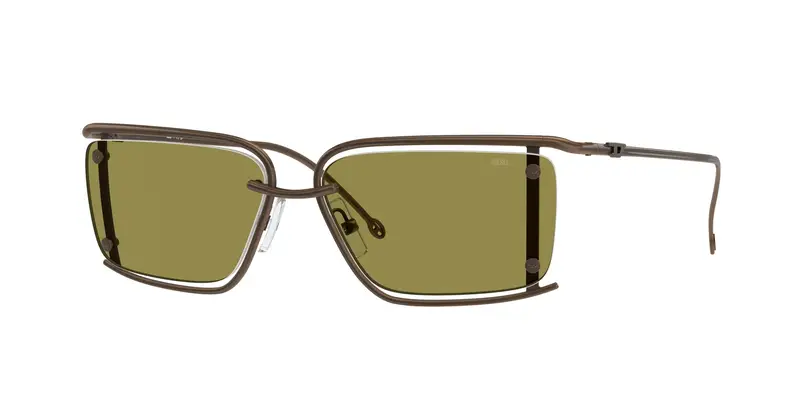 DIESEL Unisex DL1002  105/2 Occhiali da sole Metallo Bronzo Verde Squadrata Normale