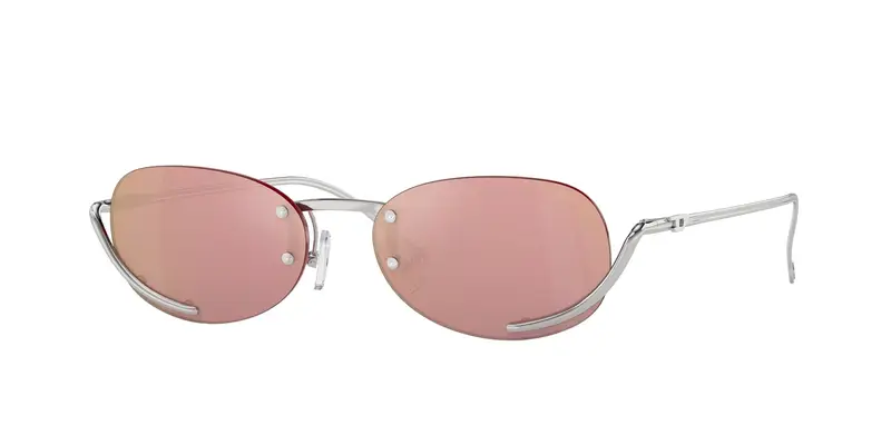DIESEL Unisex DL1004 103/E4 Occhiali da sole Metallo Argento Rosa Rotonda Specchiate