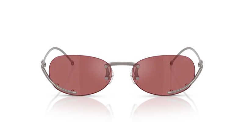 DIESEL Unisex DL1004 115/B5 Occhiali da sole Metallo Grigio Rosso Rotonda Normale miniatura 2