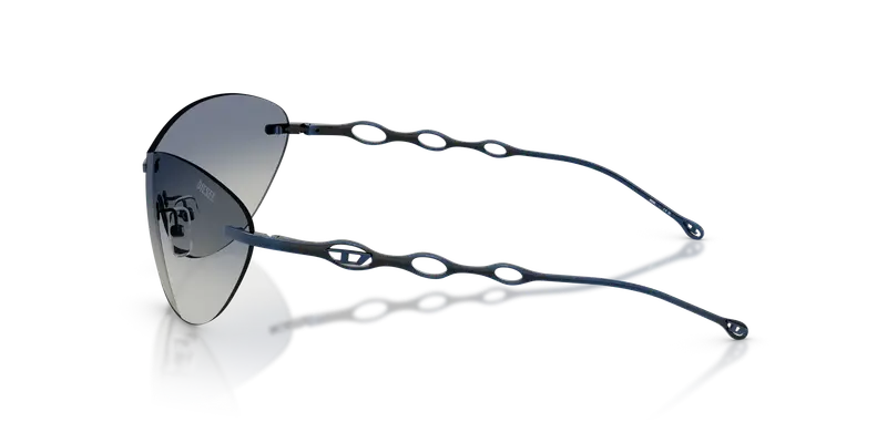 DIESEL Unisex DL1006 102414 Occhiali da sole Metallo Blu Blu Rotonda Normale Sfumato miniatura 3