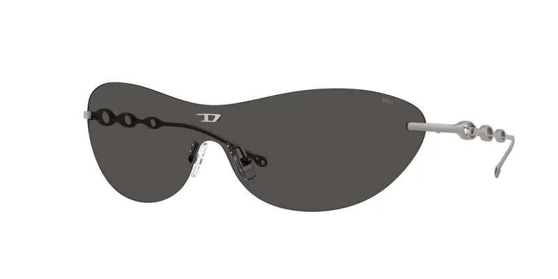 DIESEL Unisex DL1006  113/87 Occhiali da sole Metallo Grigio Grigio Rotonda Normale