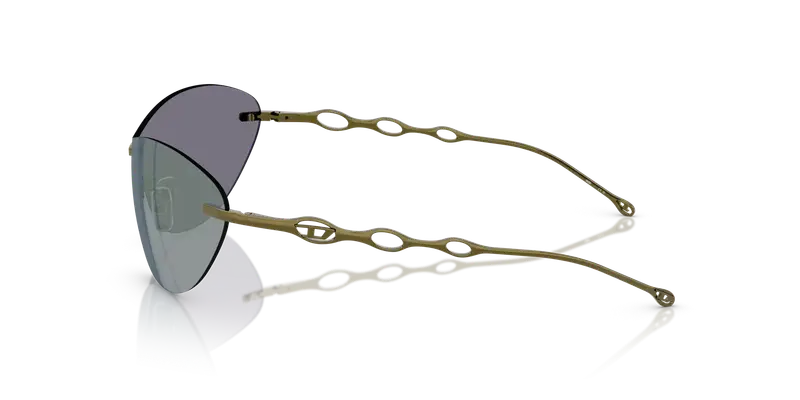 DIESEL Unisex DL1006 114/J2 Occhiali da sole Metallo Verde Verde Rotonda Normale miniatura 3