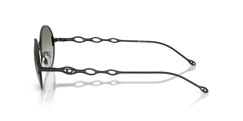 DIESEL Unisex DL1008 10138E Occhiali da sole Metallo Nero Verde Rotonda Normale Sfumato miniatura 3