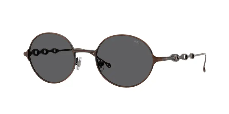 DIESEL Unisex DL1008  102587 Occhiali da sole Metallo Bronzo Grigio Rotonda Normale