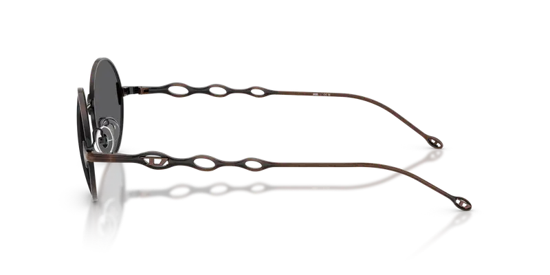 DIESEL Unisex DL1008 102587 Occhiali da sole Metallo Bronzo Grigio Rotonda Normale miniatura 3