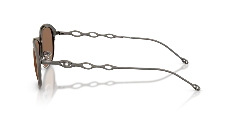 DIESEL Unisex DL1011 100973 Occhiali da sole Metallo Grigio Marrone Pillow Normale miniatura 3