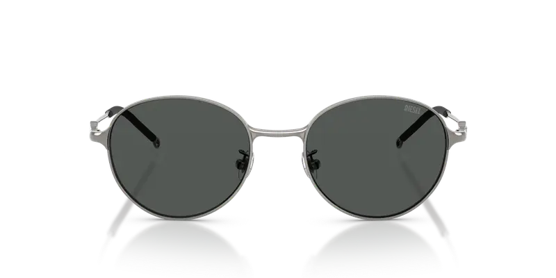 DIESEL Unisex DL1012D 100387 Occhiali da sole Metallo Grigio Grigio Rotonda Normale miniatura 2