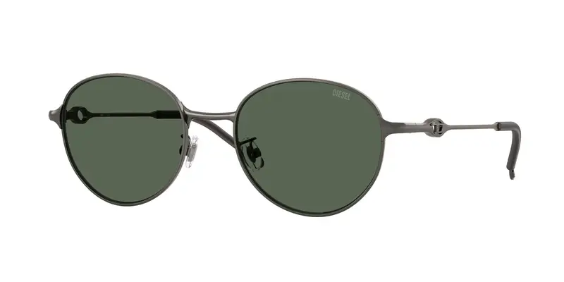 DIESEL Unisex DL1012D 100971 Occhiali da sole Metallo Grigio Verde Rotonda Normale