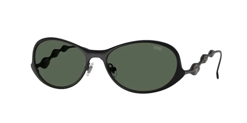 DIESEL Unisex DL1014  101371 Occhiali da sole Metallo Nero Verde Rotonda Normale