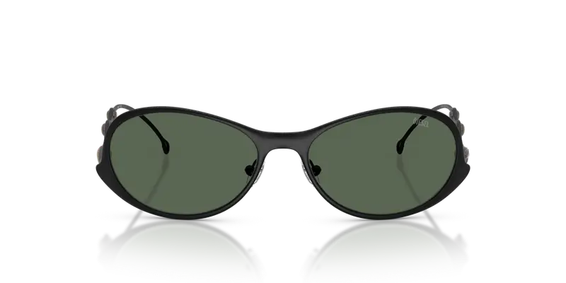 DIESEL Unisex DL1014 101371 Occhiali da sole Metallo Nero Verde Rotonda Normale miniatura 2