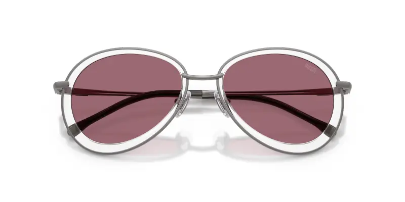 Unisex DL1016 1009B5 Occhiali da sole Metallo Grigio Rosso Rotonda Specchiate miniatura 2