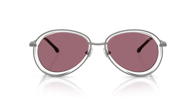 Unisex DL1016 1009B5 Occhiali da sole Metallo Grigio Rosso Rotonda Specchiate miniatura 3