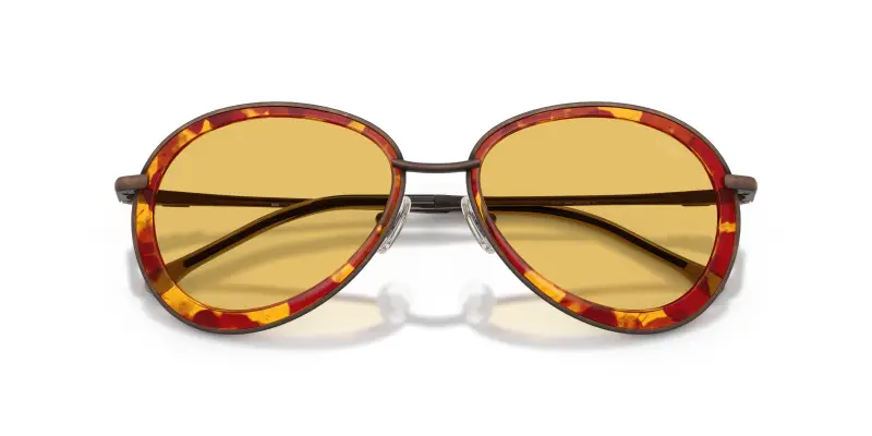 Unisex DL1016 104085 Occhiali da sole Metallo Marrone Giallo Rotonda Normale miniatura 2