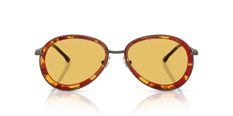 Unisex DL1016 104085 Occhiali da sole Metallo Marrone Giallo Rotonda Normale miniatura 3