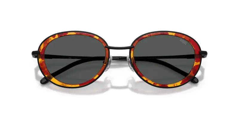 Unisex DL1018 100887 Occhiali da sole Metallo Nero Grigio Rotonda Normale miniatura 2