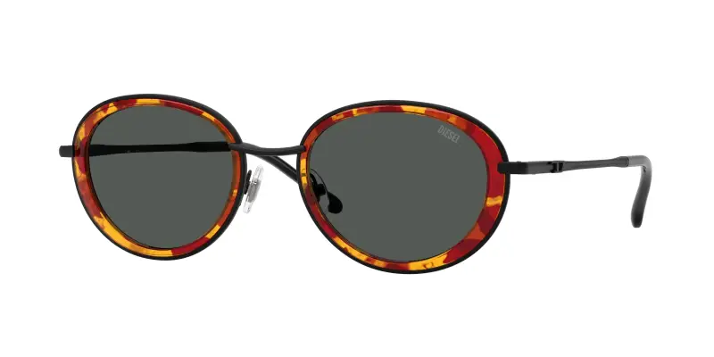 Unisex DL1018 100887 Occhiali da sole Metallo Nero Grigio Rotonda Normale