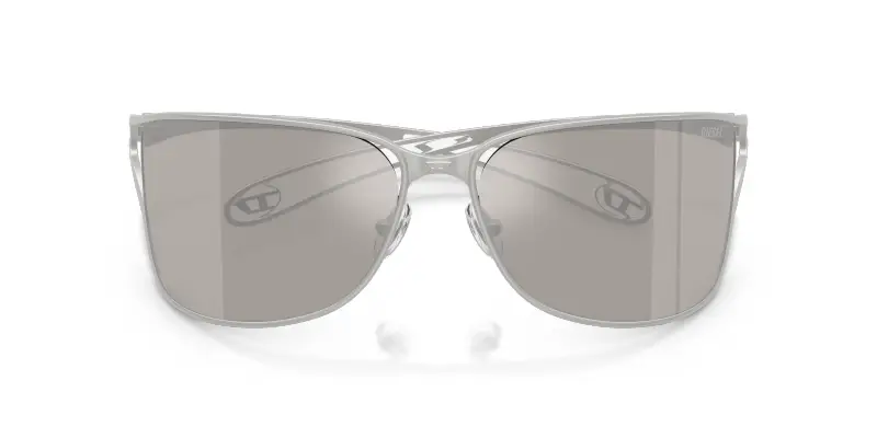 Unisex DL1019 10076G Occhiali da sole Metallo Argento Grigio Pillow Normale Specchiato miniatura 2