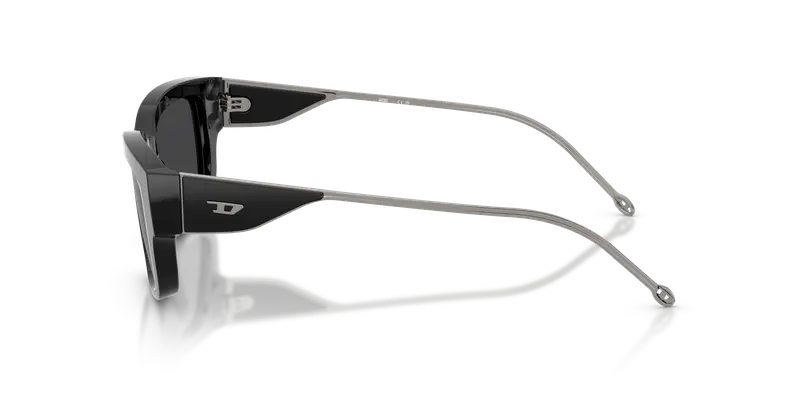 DIESEL Unisex DL2002MU 701/6G Occhiali da sole Acetato Nero Grigio Squadrata Specchiate miniatura 3