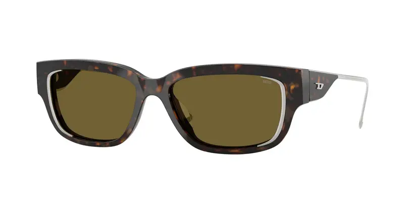 DIESEL Unisex DL2002MU  713/73 Occhiali da sole Acetato Tartaruga Marrone Squadrata Normale