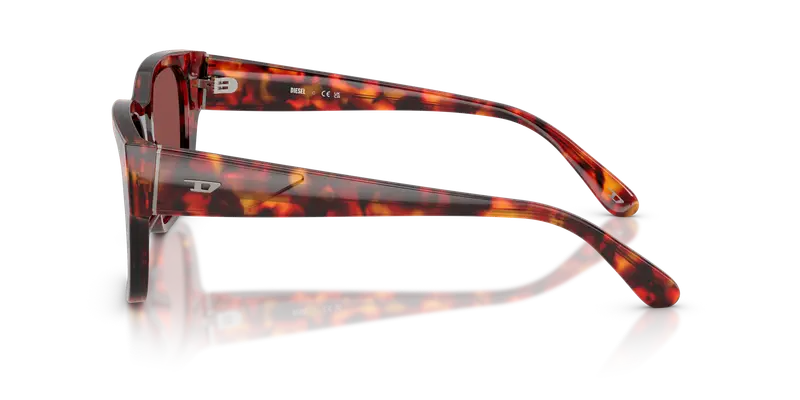 DIESEL Unisex DL2005 202375 Occhiali da sole Acetato Tartaruga Viola Squadrata Normale miniatura 3